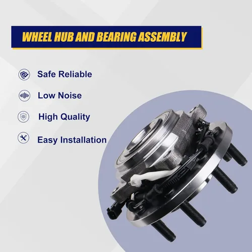 Vista 2 de KUSATEC 515162 Buje de rueda delantera y conjunto de cojinetes compatible con Ram 2500 3500 Pickup 2013 2014 2015 2016 2017 2018, 8 pernos con ABS