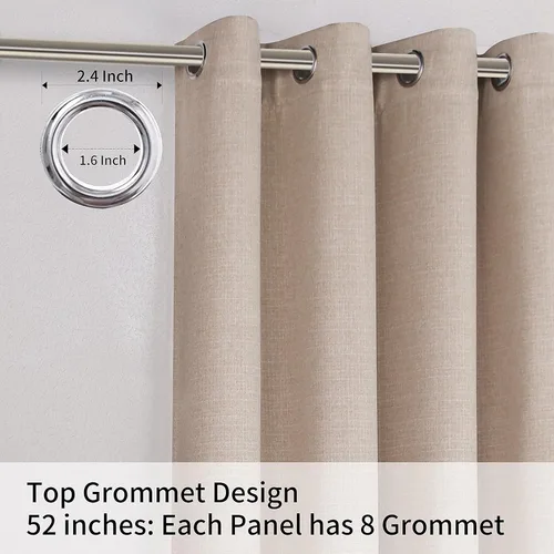 Vista 6 de LUSHLEAF Cortinas opacas para dormitorio, sala de estar, cocina, cortinas de ventana con aislamiento térmico y ojales, 2 paneles, 52 x 63 pulgadas