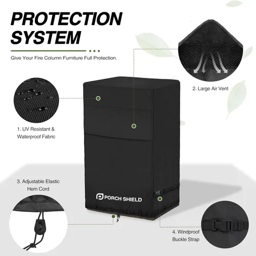 Vista 4 de Porch Shield Cubierta de columna de fuego de patio cuadrada resistente al desvanecimiento de 21 pulgadas impermeable al aire libre cubierta alta