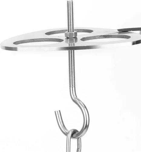 Vista 3 de Parrilla de trípode para fogata, trípode de campamento, portátil, de acero inoxidable, para colgar en macetas, juego de comedor al aire libre