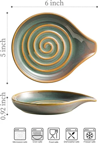 Vista 3 de Reposa cucharas para estufa, soporte para cucharas con asa para fácil agarre, decoración rústica de granja, soporte para utensilios para cucharas