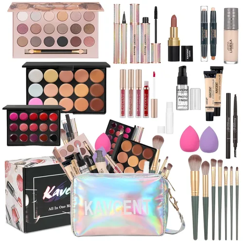 Vista 8 de Kit de maquillaje para adolescentes, kits de maquillaje para mujeres, adolescentes, kit completo de maquillaje para sombra de ojos, base, corrector
