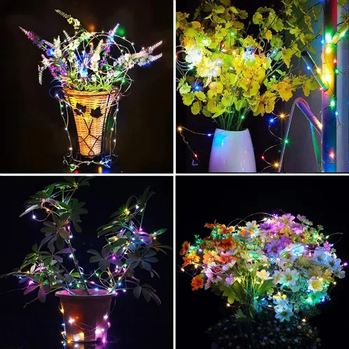 Vista 7 de RUICHEN Guirnalda de luces USB de 20 pies, 120 luces LED con interruptor de encendidoapagado, luces de alambre de cobre impermeables