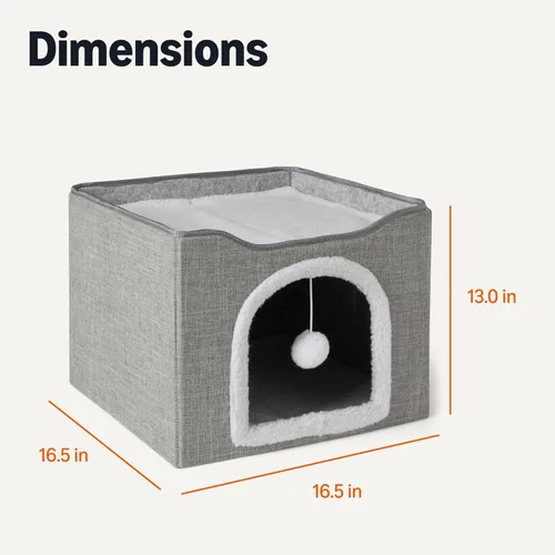 Vista 5 de Amazon Basics Cat House 1 piso, condominio plegable para gatos con almohadilla de sisal para rascar, color gris