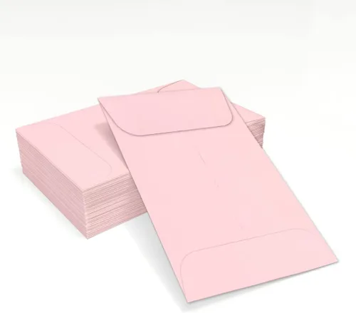 Vista 5 de LUXPaper Sobres para monedas #1 2 1/4 pulgadas x 3 1/2 pulgadas Rosa caramelo Texto de 80 libras 50