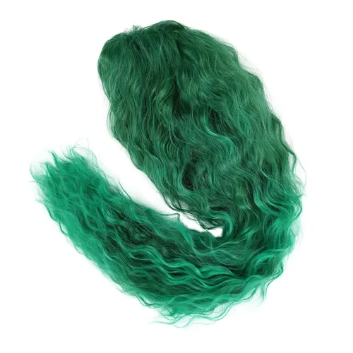Vista 5 de GNIMEGIL Peluca de 26 pulgadas de largo, rizada, ondulada, verde, natural, ombré, esponjosa, peluca de repuesto de cabello sintético con parte libre
