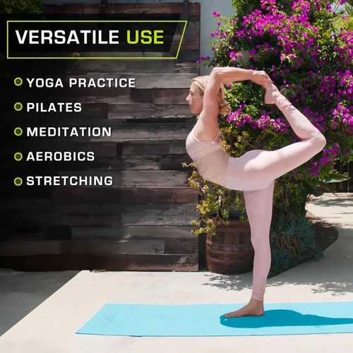 Vista 5 de ProsourceFit Estera de yoga original para ejercicios de ¼" (6 mm) de grosor para mayor comodidad y estabilidad con correas de transporte