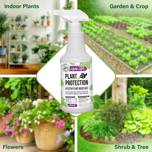 Vista 3 de Mighty Mint Spray de protección de plantas de menta de 32 onzas, para ácaros, insectos, mosquitos, hongos y enfermedades con paño de microfibra