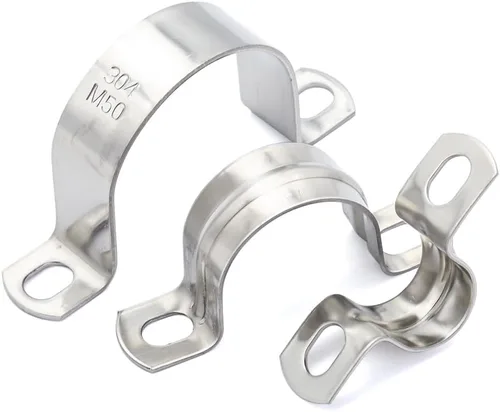 Vista 6 de Abrazaderas de Conducto SS304 de 1 Pulgada, Soporte de Tubería de 2 Agujeros Abrazadera en U para Cable/Tubería de Agua/Tubería, Abrazadera