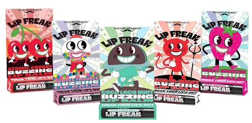 Vista 7 de Doctor Lip Bang's Bálsamo labial BUZZING Lip Freak 100% natural Libre de crueldad Cereza atómica Paquete de 2