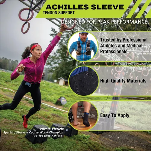 Vista 2 de Pro-Tec Athletics Achilles Sleeve with Dual Gel Compression Strips, Achilles Tendon Support for Tendinitis Relief