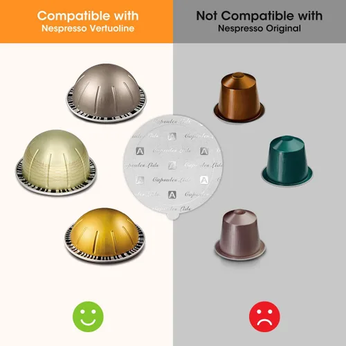 Vista 5 de Aieve Kit de cápsulas Vertuo reutilizables para cápsulas Nespresso Vertuo, incluye 80 cápsulas de sellos de aluminio, tapas de aluminio, soporte