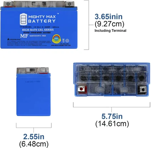 Vista 2 de Mighty Max Battery YT7B-BS GEL 12V 6.5AH Replacement Battery Compatible with Suzuki Drz400e 2003-6 Pack
