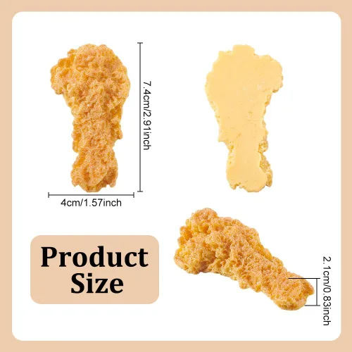 Vista 2 de NBEADS 6 palillos artificiales fritos, patas de pollo simuladas de 2.9 x 1.5 pulgadas, modelo de alimentos 3D, accesorios de carne, alimentos