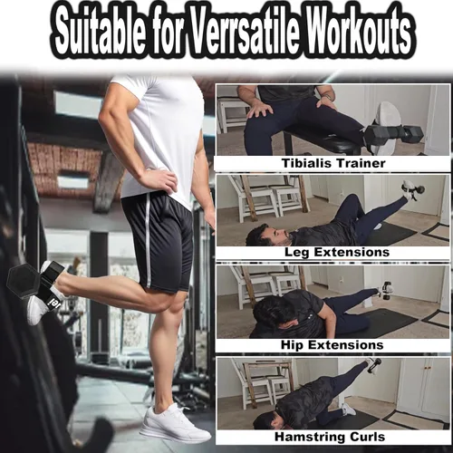 Vista 4 de Dumbbell Foot Attachment, Tibialis Trainer, Adjustable Ankle Weights, Leg Workouts at Home for Hip Flexors,Ankle Straps for Weight Lifting,Shin