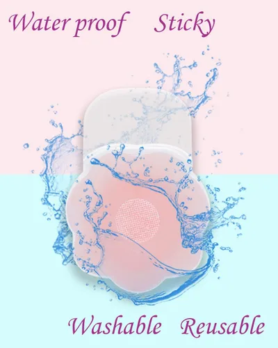 Vista 6 de Cubiertas de pezón de levantamiento de pétalos de pecho, adhesivo reutilizable, brasier invisible de silicona, alas de elevación para mujeres