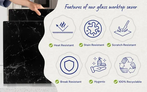 Vista 2 de Tabla de cortar de vidrio Kitchenville 16"x12": Protector de encimera de vidrio templado para la cocina - Duradero - Resistente a los arañazos