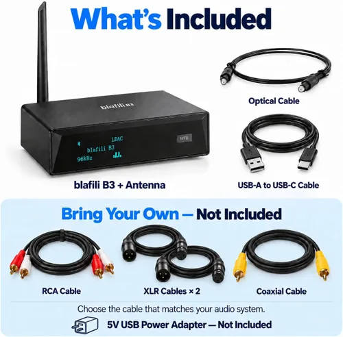 Vista 9 de B3 Profesional XLR Bluetooth 5.1 Receptor de audio, LDAC y aptX HD