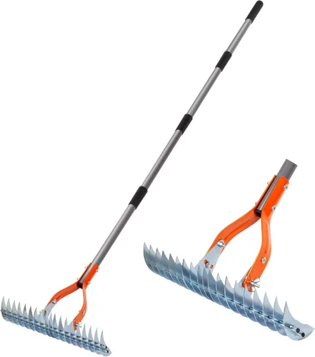 Walensee Rastrillo Dethatcher, Rastrillo Dethatcher para Césped de 15 pulgadas, Rastrillo Dethatcher Robusto, Rastrillo de Metal de Acero Eficiente