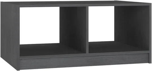 Vista 3 de Rectangular Pinewood Coffee Table, Matte Grey Finish, Living Room Furniture, Small Coffee Table with Storage Shelf