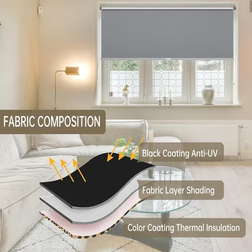 Vista 5 de Changshade - Cortina enrollable sin cordón y opaca, oscurecimiento de la habitación, persiana enrollada, para bloqueo de la luz, protección solar