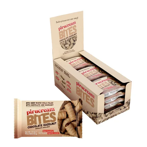 Vista 10 de Pirucream Bites - Paquete variado de obleas enrolladas finas y crujientes, 2 avellanas de chocolate, 1 chocolate doble y 1 crema de coco, 7 onzas