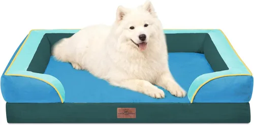 Vista 142 de Comfort Expression - Cama ortopédica para perros medianos de 30x20 pulgadas, cama impermeable de espuma de huevera para mascotas medianas