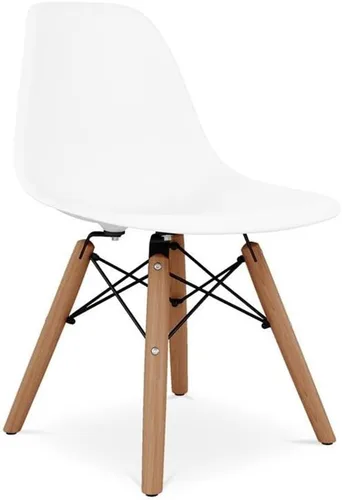 Vista 2 de Sillas de plástico y madera de 21.75 pulgadas para sala de juegos para niños en blanco (juego de 2)