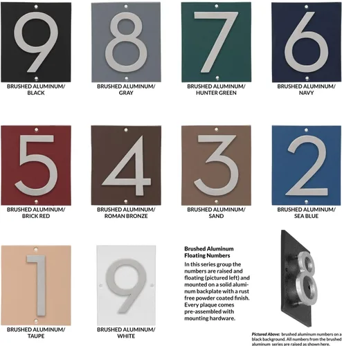 Vista 5 de Montague Metal Products Placa de dirección horizontal de 6 pulgadas flotante con números de casa, aluminio, fácil de instalar, horizontal, 1 dígito