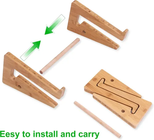 Vista 6 de Soporte vertical de madera para computadora portátil, soporte de bambú para laptop compatible con MacBook Air Pro/Dell XPS/Surface