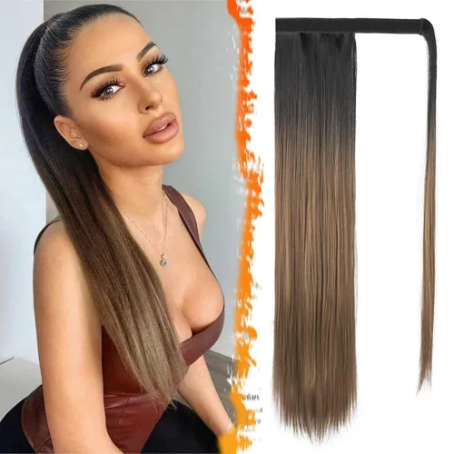 Vista 52 de BARSDAR Extensión de Cola de Caballo Corta y Recta - Extensiones de Cabello de Cola de Caballo con Cordón de 14 Pulgadas en Negro para Mujeres