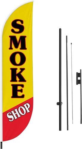 Vista 51 de DreamController - Bandera de plumas de alteraciones (11.5 pies x 2.5 pies) por DreamController para negocios al aire libre con poste adicional