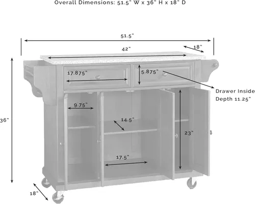 Vista 161 de Crosley Furniture isla de cocina con ruedas, Madera, Blanco