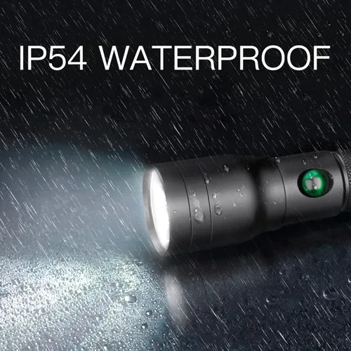 Vista 5 de Linterna LED de alta potencia USB C recargable, 600 lúmenes linterna táctica IP65 impermeable linterna de mano para emergencia, policía policial