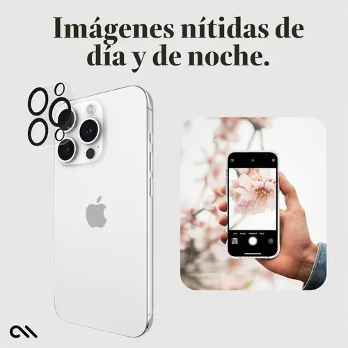 Vista 7 de Case-Mate Protector de lente de cámara con anillos de aluminio negro para iPhone 15 Pro Max/iPhone 15 Pro - Doble vidrio templado - Tecnología