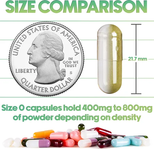 Vista 2 de XPRS Nutra Size 0 Empty Capsules - 500 Count Empty Gelatin Capsules - Empty Pill Capsules for DIY Capsule Filling - Pure Bovine Pill Capsules Empty