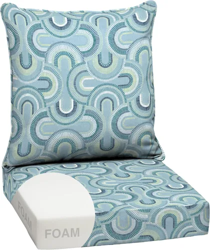 Vista 13 de Arden - Juego de cojines de asiento profundo para exteriores, espuma, 24x24 Azulejo Alana