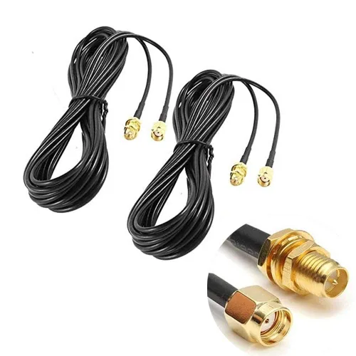 Vista 4 de CORONIR Cable de extensión coaxial RP-SMA de 3.3 ft, conector macho a hembra para enrutador LAN inalámbrico puente y extensión de antena celular
