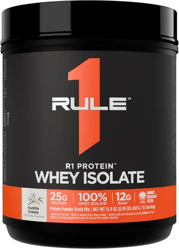 Vista 14 de Rule 1 R1 Proteína aislada de suero – con 0.88 oz de proteína y 0.21 oz de BCAA exclusivamente de fuentes aisladas e hidrolizadas