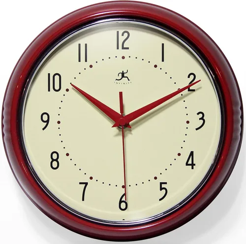 Vista 14 de Infinity Instruments Reloj de pared redondo retro de 9,5 pulgadas para interior, azul marino