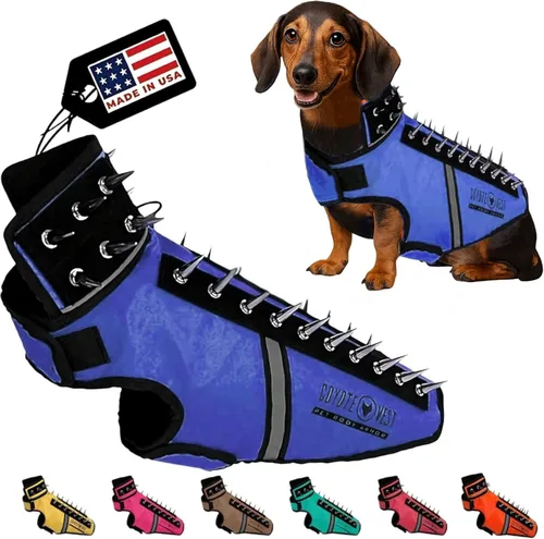 Vista 16 de CoyoteVest SpikeVest - Chaleco de arnés para perro, accesorios reflectantes para perros con picos para proteger a tu mascota de ataques de Raptor