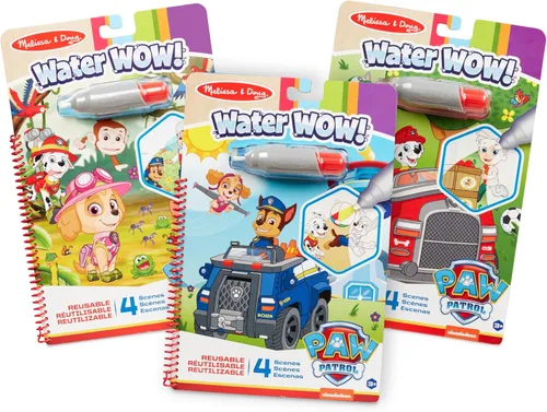 Melissa & Doug Water Wow! - Libro para colorear sin desorden de la Patrulla Canina, almohadilla de actividad reutilizable para revelar agua, paquete