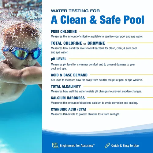 Vista 3 de Kit de prueba DP de cloro total y libre de piscina, bromo, alcalinidad, calcio, dureza base y demanda ácida, pH, Taylor K2005 de alto rango