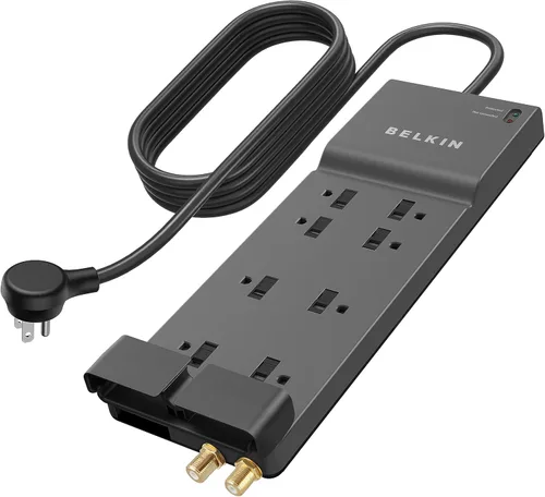 Vista 6 de Belkin protector de sobretensión de 6 salidas 1.8 m 8 tomas Paquete de 10 Negro