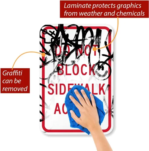 Vista 2 de SmartSign - K-8942-AL-12x18 "Do Not Block Sidewalk Access" Letrero 12" x 18" Aluminio Rojo sobre Blanco