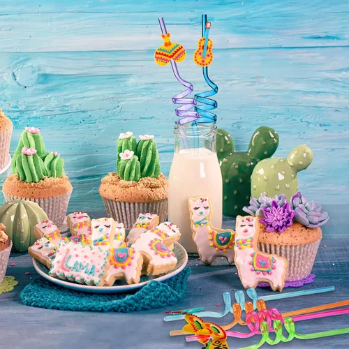 Vista 7 de 24 popotes de plástico reutilizables para fiesta de Cinco de Mayo, regalos de fiesta de cinco de mayo, decoraciones de cumpleaños, 8 estilos