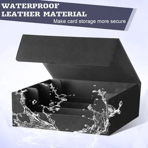 Vista 3 de Funda de piel sintética para tarjetas intercambiables, Mtg, Tcg, tarjeta de cierre magnético y tarjetas deportivas (negro)