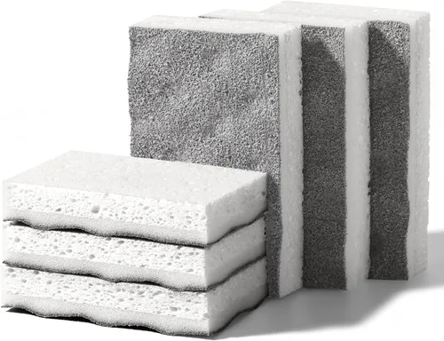 Vista 17 de JOYMOOP Esponja de cocina de dibujos animados, esponjas de celulosa para limpieza, esponjas antiarañazos para lavar platos, esponja reutilizable