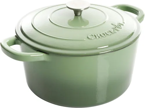 Vista 25 de Crock Pot olla para horno holandés de hierro fundido artesanal de 7 cuartos de galón, Rojo