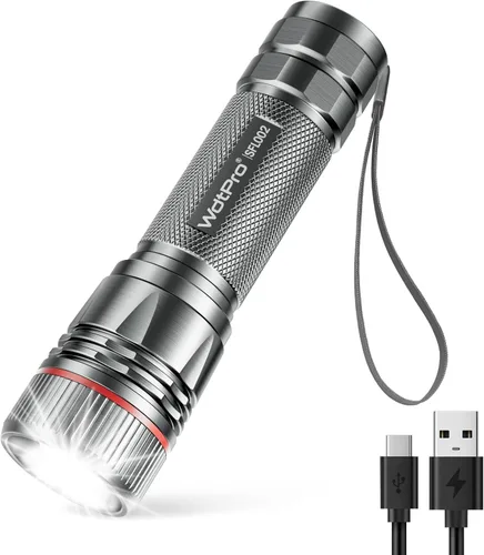 Vista 15 de WdtPro Linternas recargables de alto lúmenes, 1 paquete de 10H de larga duración, súper brillantes, para EDC, linternas LED mini tácticas